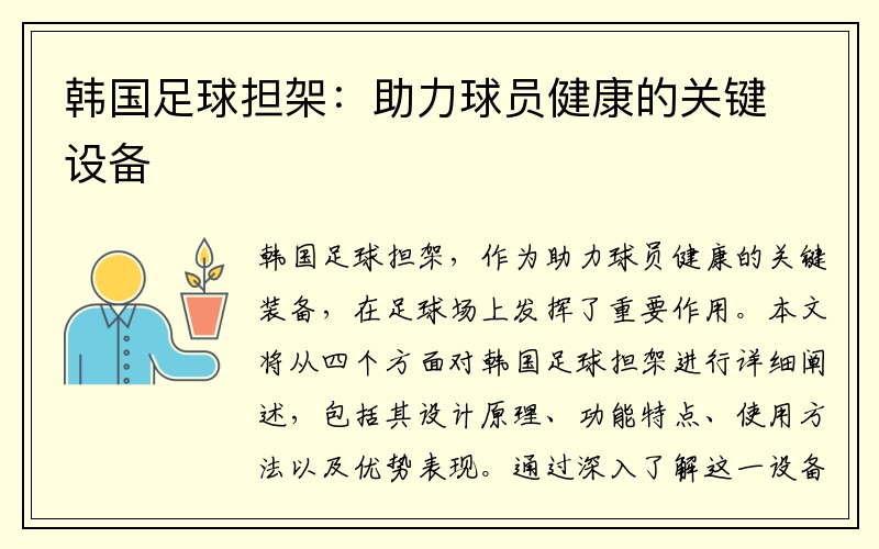 韩国足球担架：助力球员健康的关键设备